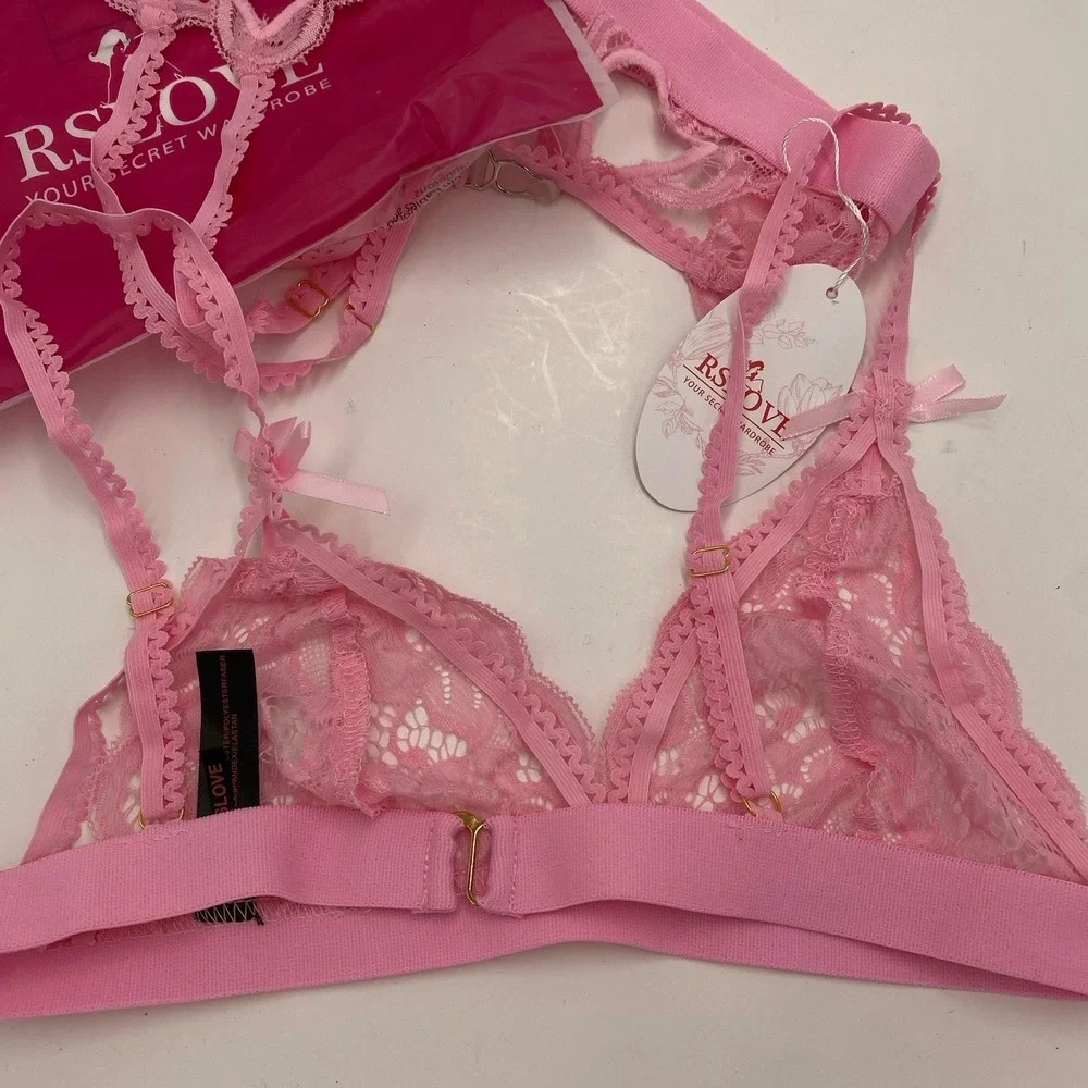 Rslove Women's‎ Three Piece Lace Lingerie Set Hearts Light Pink Small New